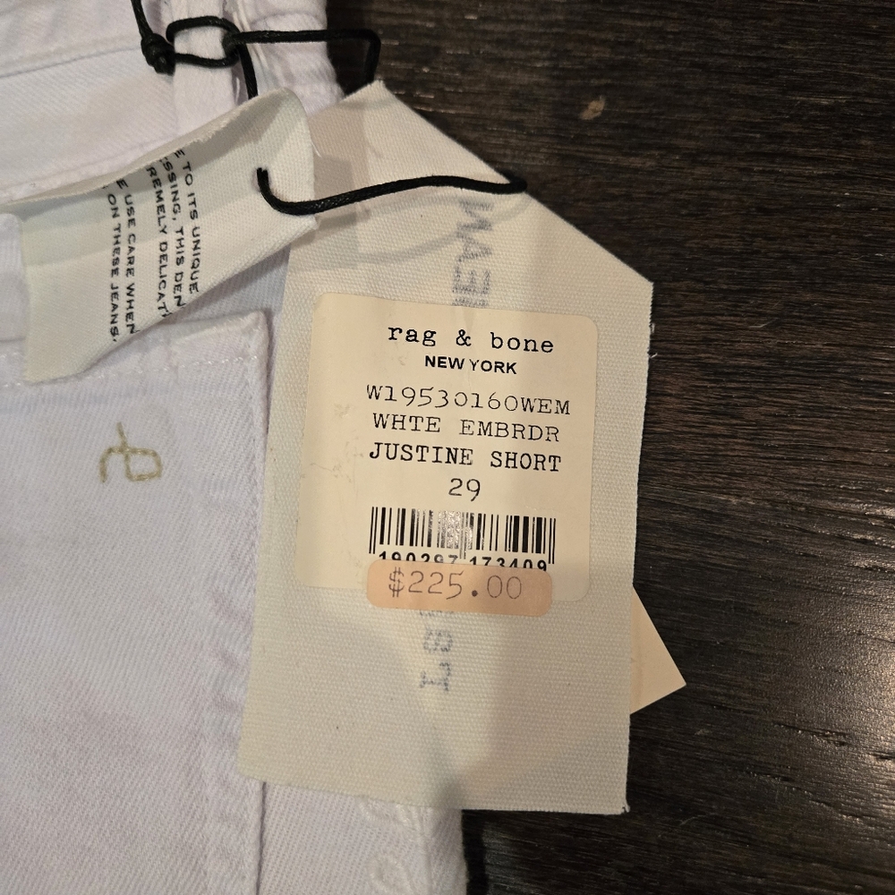 rag & bone White Embroidered Justine Jean Shorts - Distressed Denim - SZ 29 - Picture 10 of 12